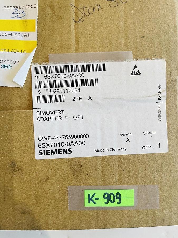 SIEMENS SIMOVERT ADAPTER  6SX7010-0AA00 NIB #K-909