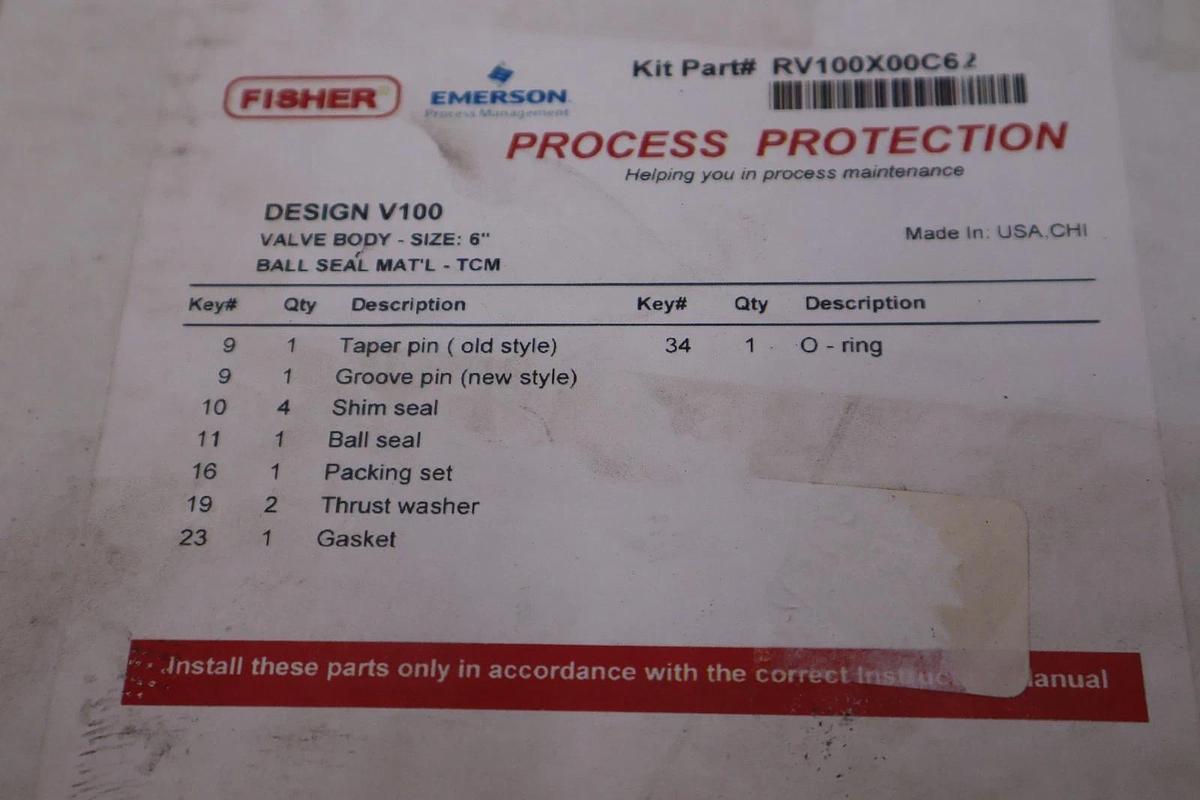 Repair Kit Fisher Controls RV100X00C62 New STOCK 134A
