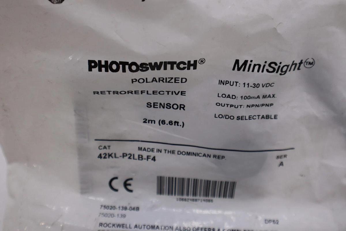 Used NEW ALLEN BRADLEY 42KL-P2LB-F4 RETROREFLECTIVE SENSOR STOCK H150A