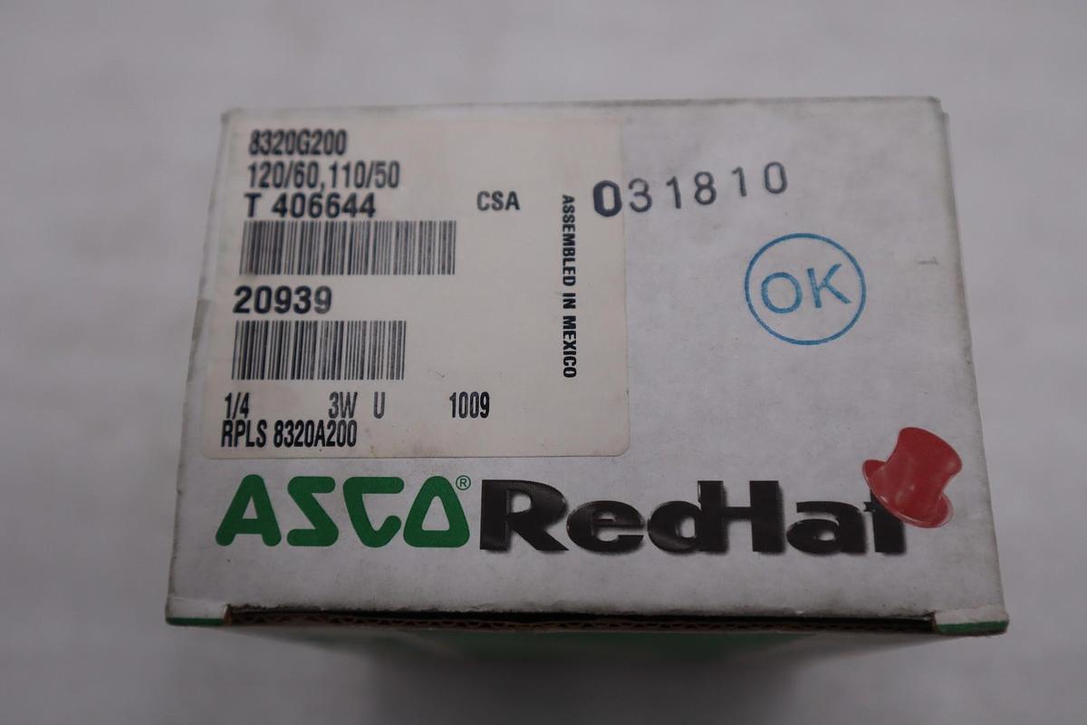 Used ASCO 8320G200 SOLENOID VALVE 1/4” NPT 100PSI 120 VALVE STK GF80A