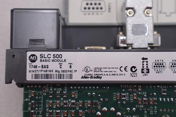 Used Allen-Bradley SLC 500 Basic Module 1746-BAS Series C FRN 6 2 Port Stock #K-1705