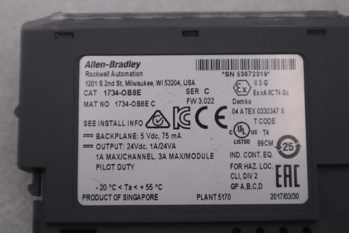 Used ALLEN BRADLEY 1734-OB8E SERIES C OUPUT MODULE 1734OB8E STOCK K-3288