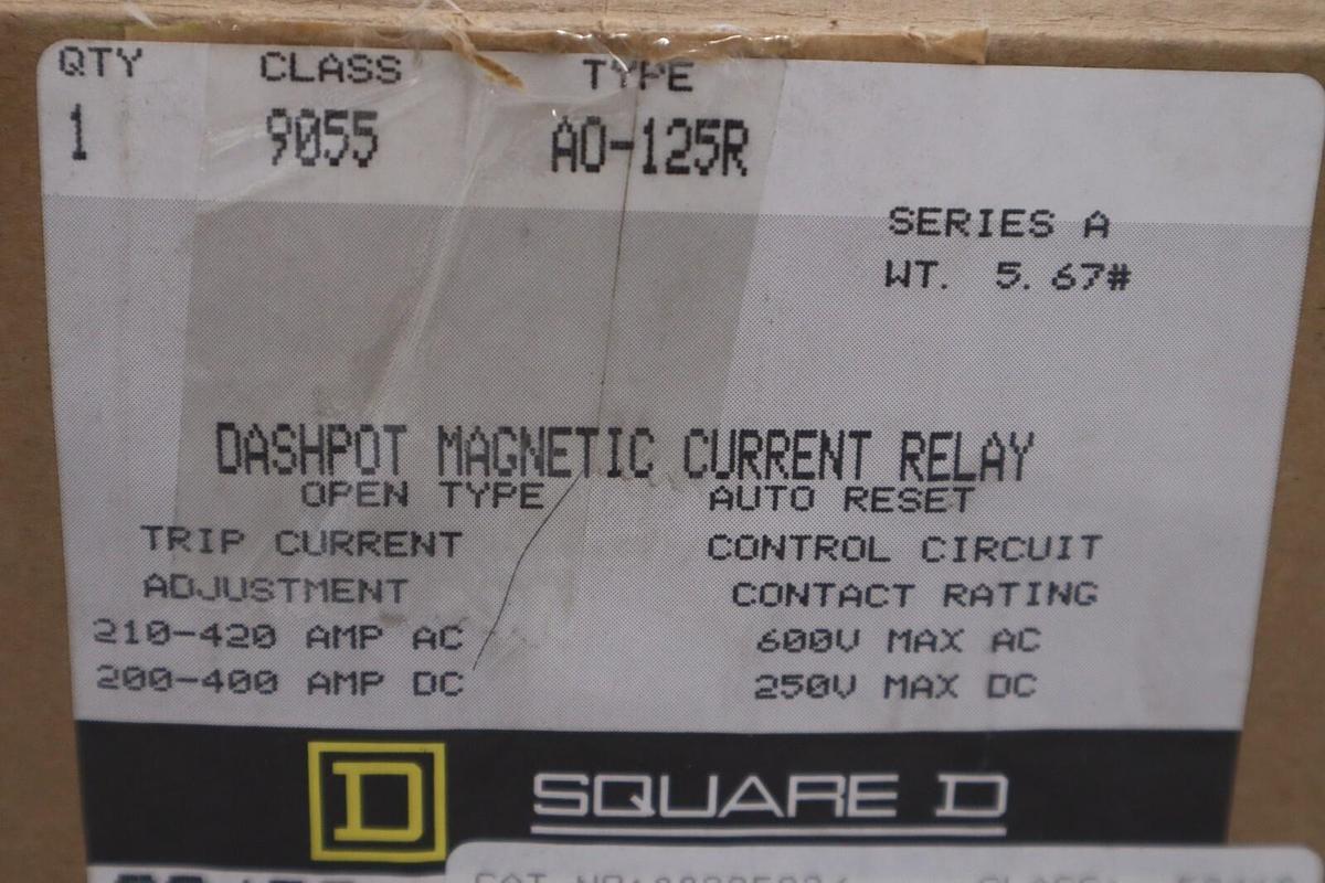Used NEW SCHNEIDER ELECTRIC 9055 AO-125R/ 9055A0125R CURRENT RELAY MAGNETIC #G552A