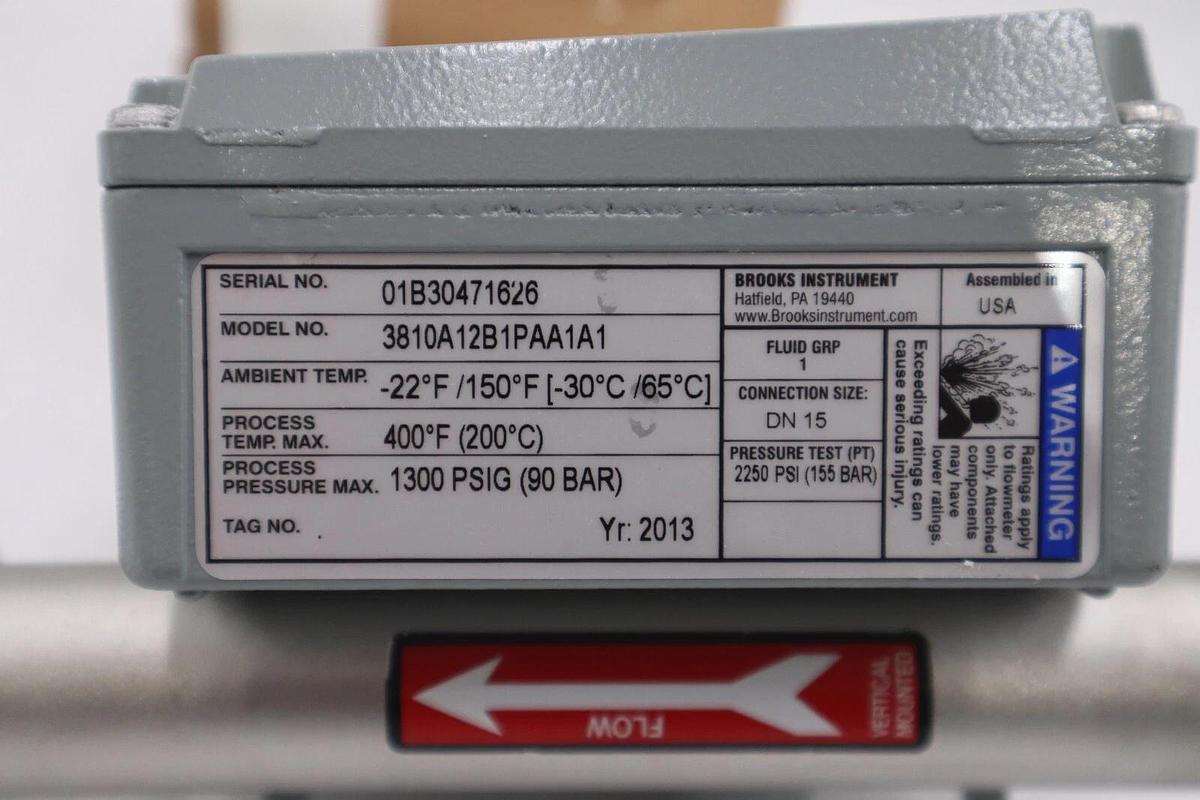 NEW OPEN BOX Brooks Instrument MT3810 Flowmeter 1300 PSIG 3810A12B1PAA1A1 G555A