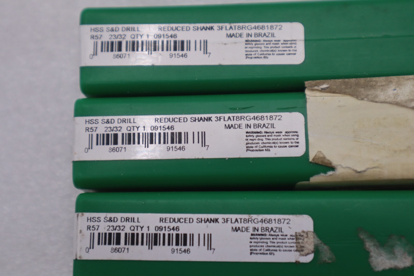 Used HSS S&D Drill Bits Reduced Shank 23/32" 3FLAT8RG4681872  #K-2223