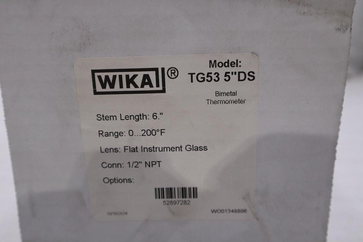 WIKA TG53 5'' DS THERMOMETER STEM LENGTH 6" 1/2" NPT - STOCK GF419