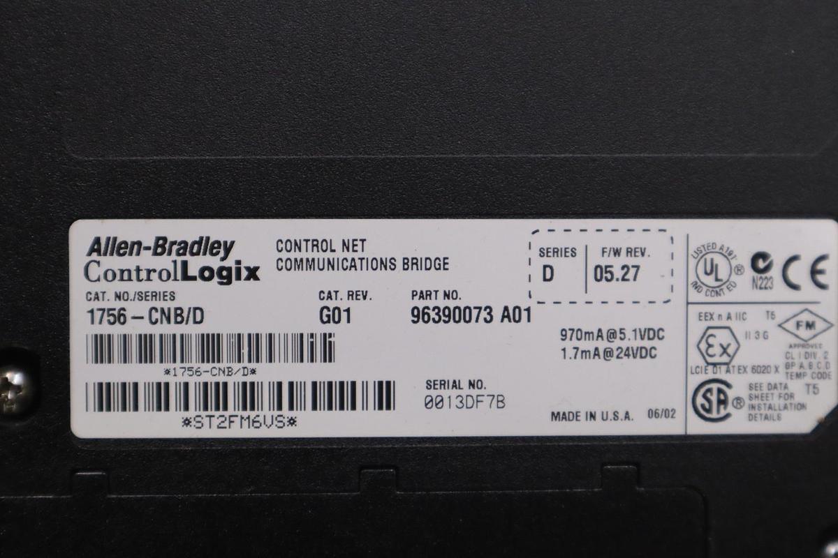 Used Allen Bradley 1756-CNB Series D ControlLogix Communication Module AB STK K-108-D