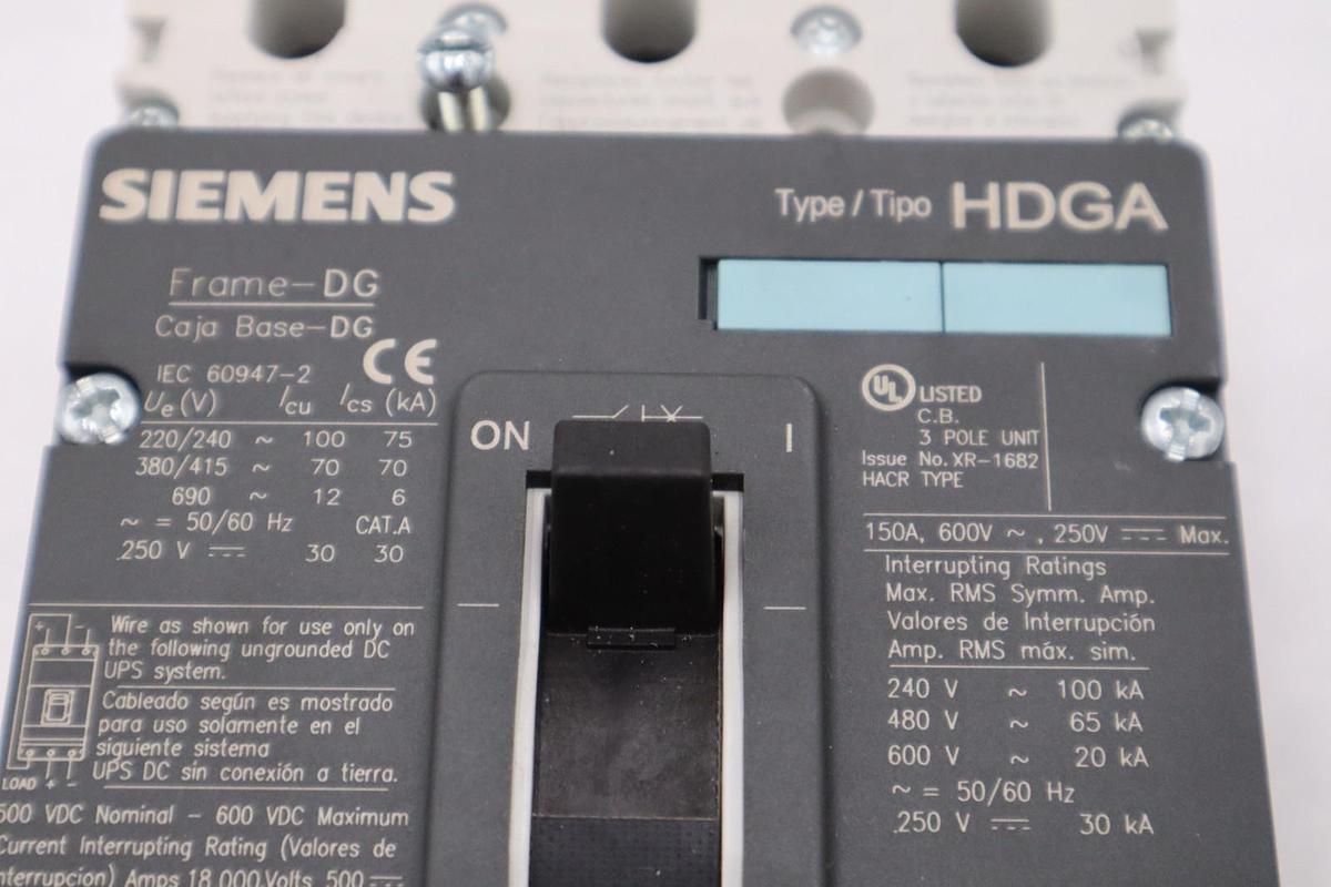 Used SIEMENS HDX3B060 60 AMP 600V 3 PHASE HDGA TYPE CIRCUIT BREAKER STK H1431