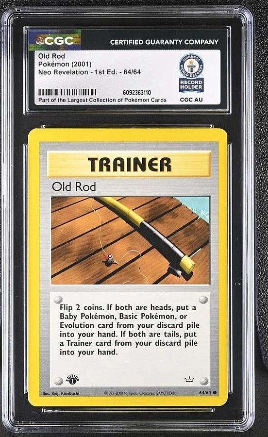 Used Pokemon Neo Revelation 1st Edition Old Rod 64/64 CGC GUINNESS WORLD RECORD 1/1