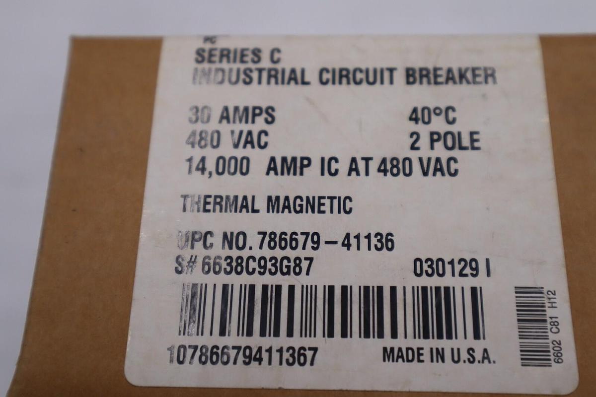 NEW EATON CORPORATION EHD2030L THERMAL-MAGNETIC CIRCUIT BREAKER STOCK L-019-C
