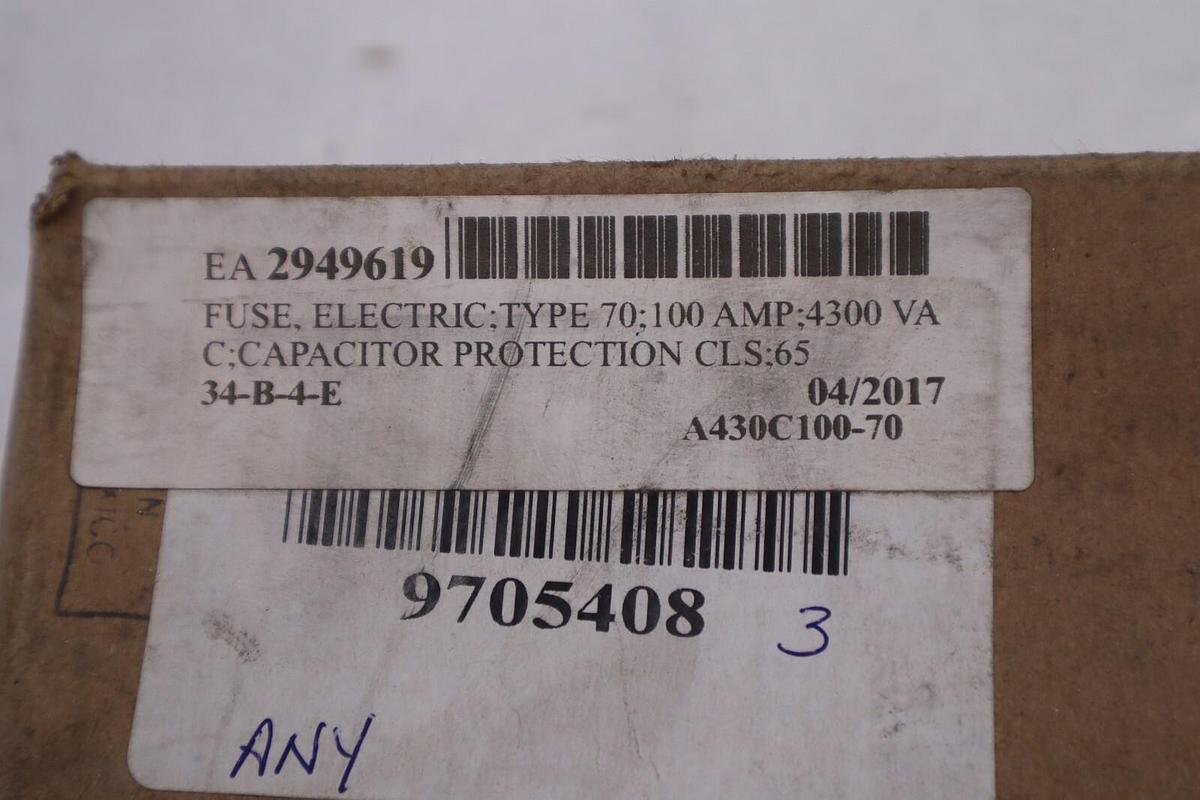 Mersen Electrical Power Medium Voltage Fuse A430C100-70 New Open Box Stock #3625