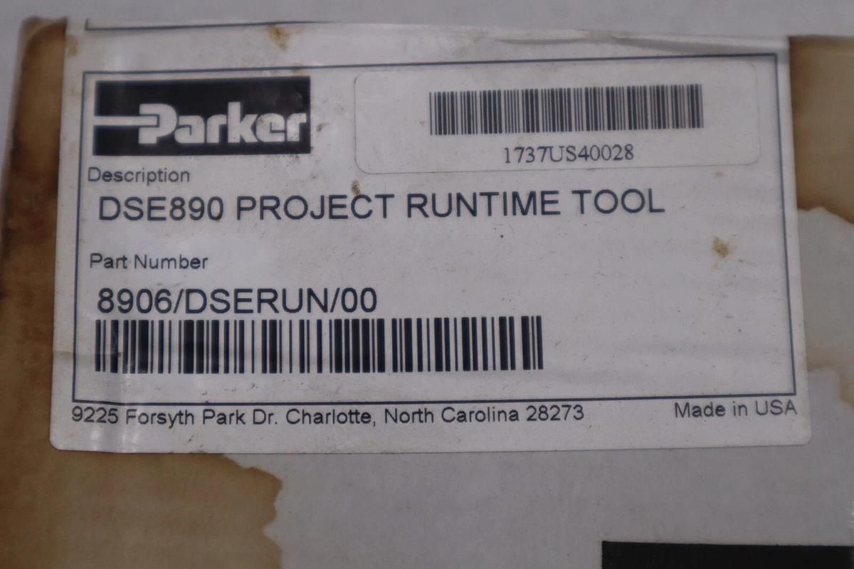 Used PARKER 8906/DSERUN/00 PROJECT RUNTIME TOOL CMR-CH-SOFTWARE-CHARLOTTE-MISC #5685A