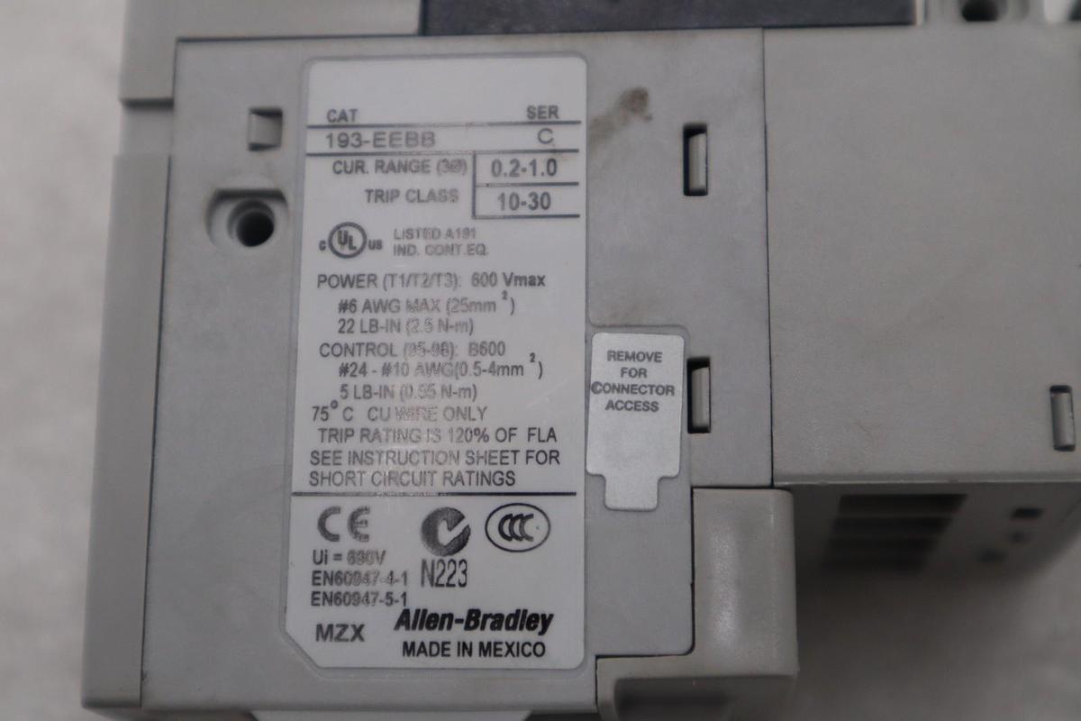 Used ALLEN BRADLEY 193-EEBB Ser C Overload Relay 0.2-1.0A - STOCK GF191A