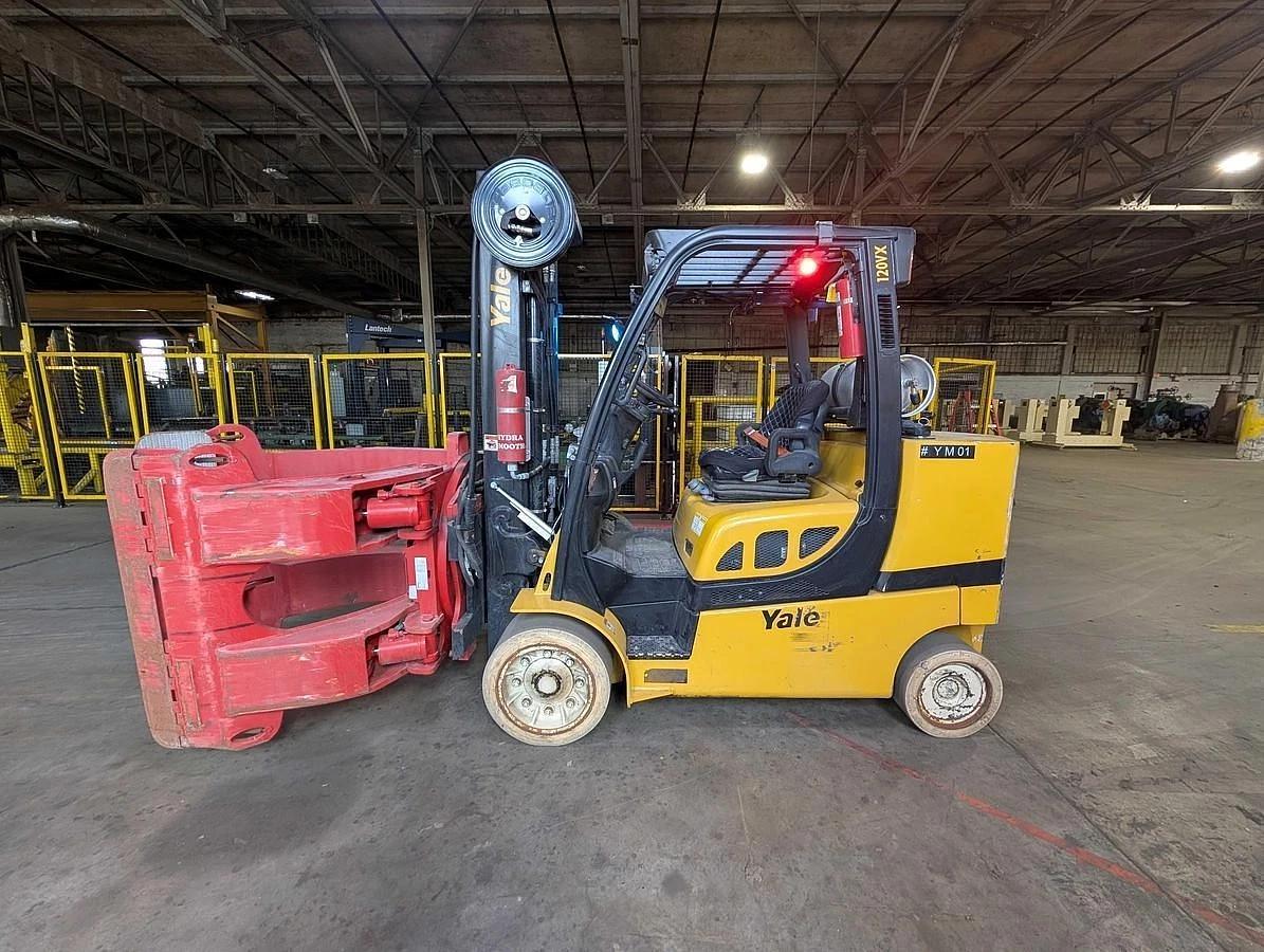 Used 12,000 POUND YALE GC120VXPRS FORKLIFT WITH 72" BOLZONI CLAMP MANUFACTURED 2021