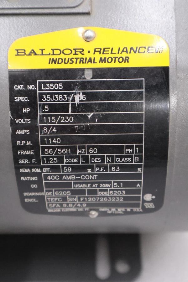Used NEW Baldor L3505 Ac Motor 115/230v-ac 1140rpm 1ph 56/56h 1/2hp STOCK H791