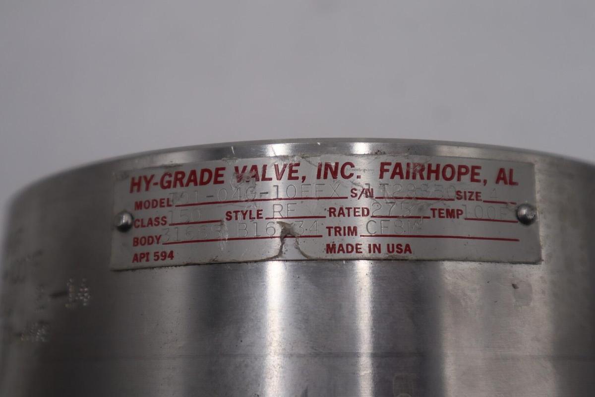 Hy-Grade Valve Inc Stainless Steel T01-040-10FFX SN/T28850 Class 150 SIZE 4#2568