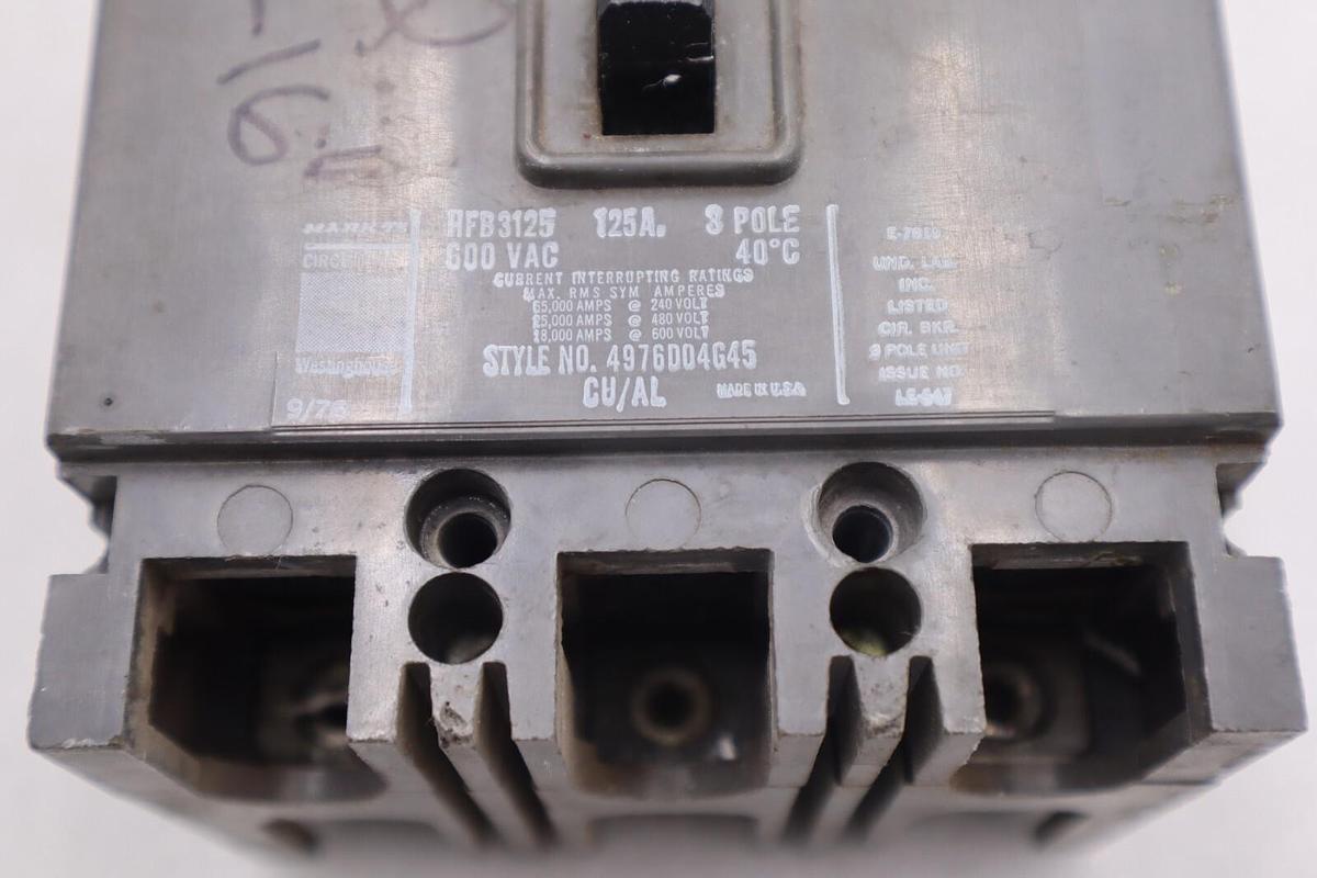 Used WESTING HOUSE 4976D04G45 Circuit Breaker 600VAC HFB3125 #L-504