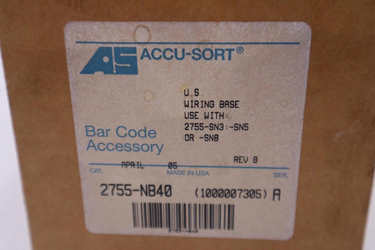 Used NEW ACCU-SORT 2755-NB40 WIRING ADAPTER BASE 2755NB40 STOCK H224