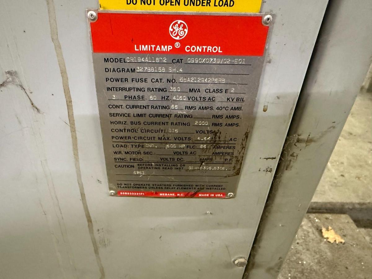 Used GE Limitamp Motor Control 4160 Volt Model CR194A148F2 Complete Switchgear System