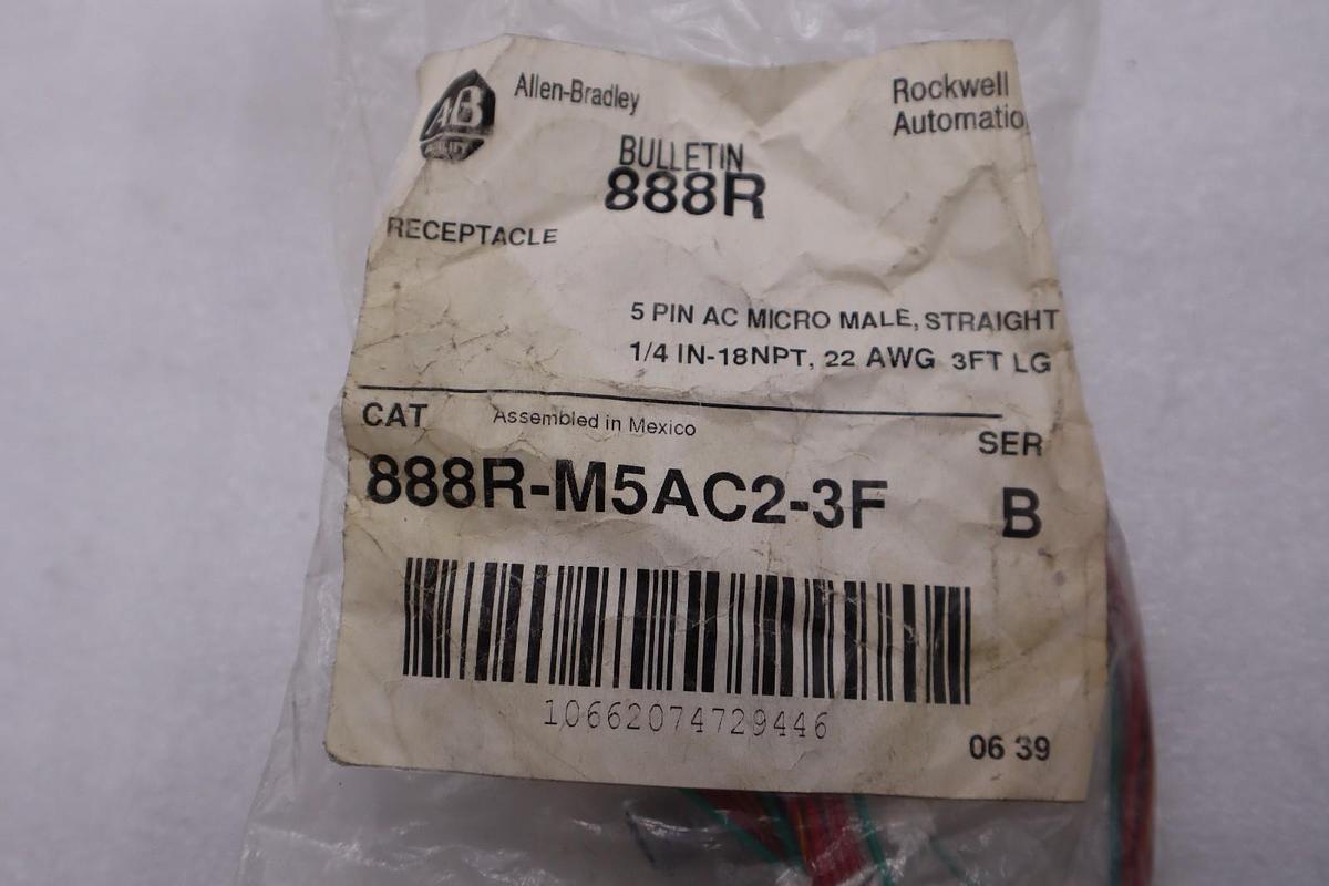 Allen Bradley 888R-M5AC2-3F RECEPTACLE AC MICRO STOCK H1646A