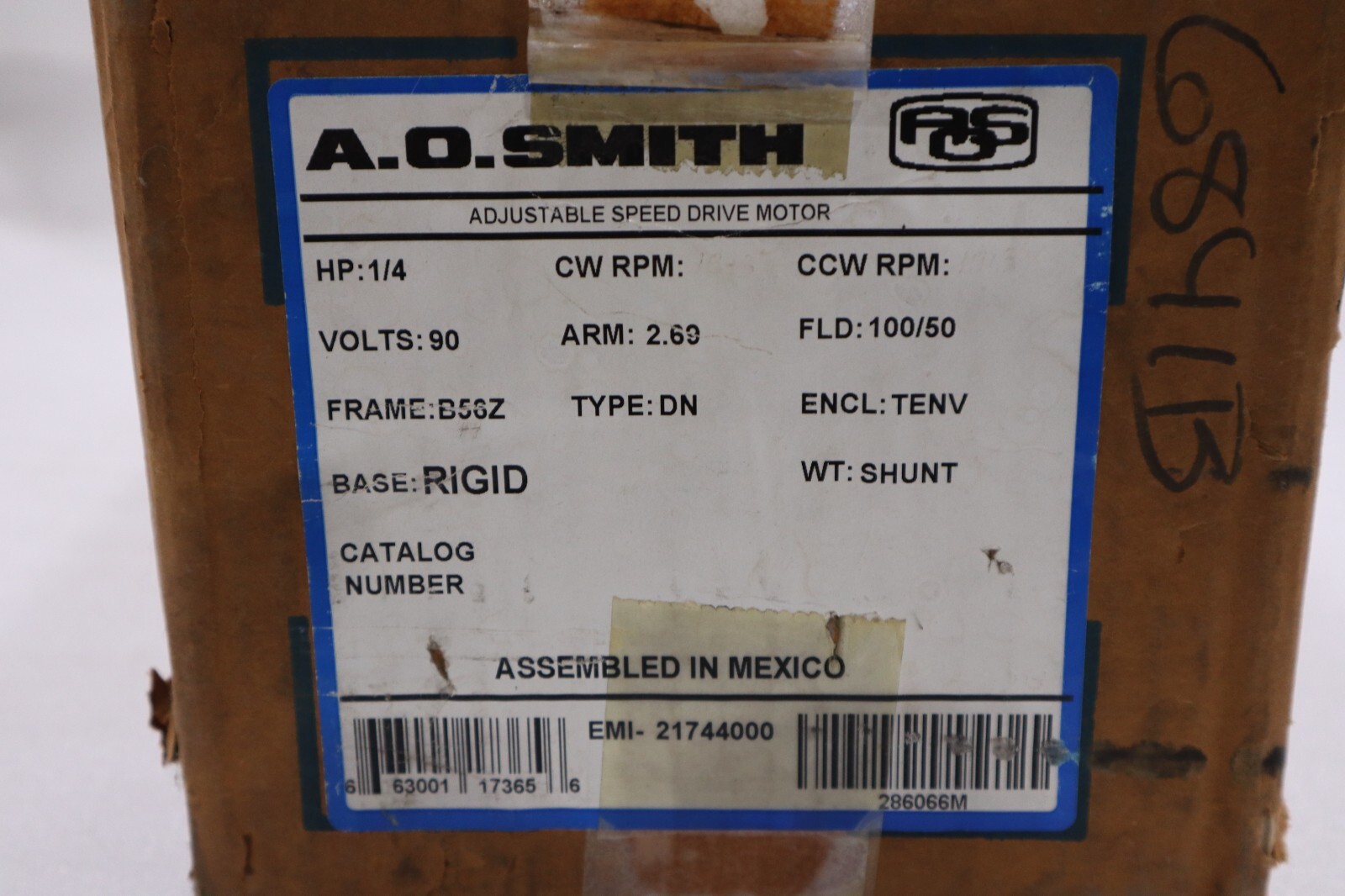 NEW A.O. Smith 21744000 Model NPL-884-276 Variable Speed Dc Motor STOCK H710