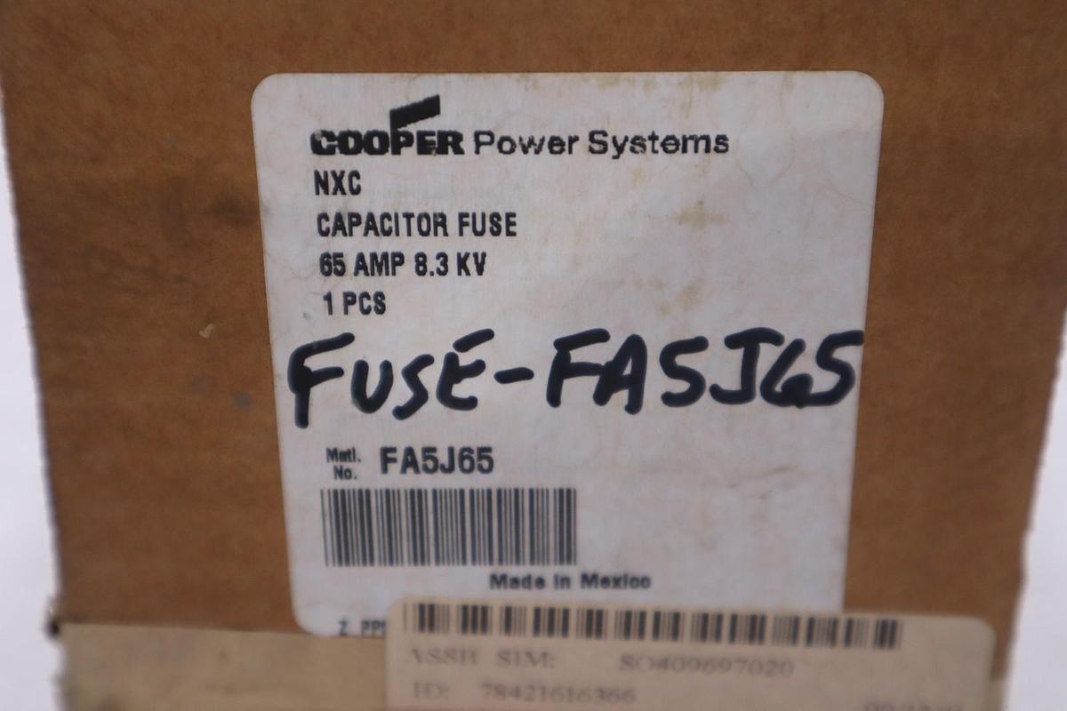 FA5J65 - COOPER - CAPACITOR FUSE, NXC, 8.3KV, 65A, NEW IN BOX STOCK GF309