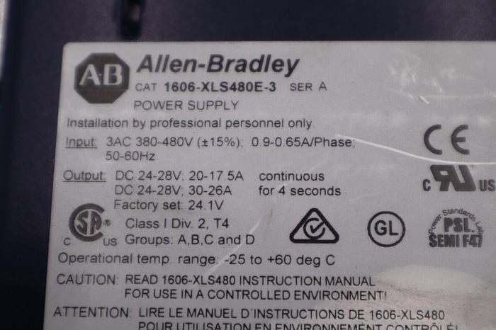 Used Allen-Bradley 1606-XLS480E-3 Power Supply SER A STOCK B-1549