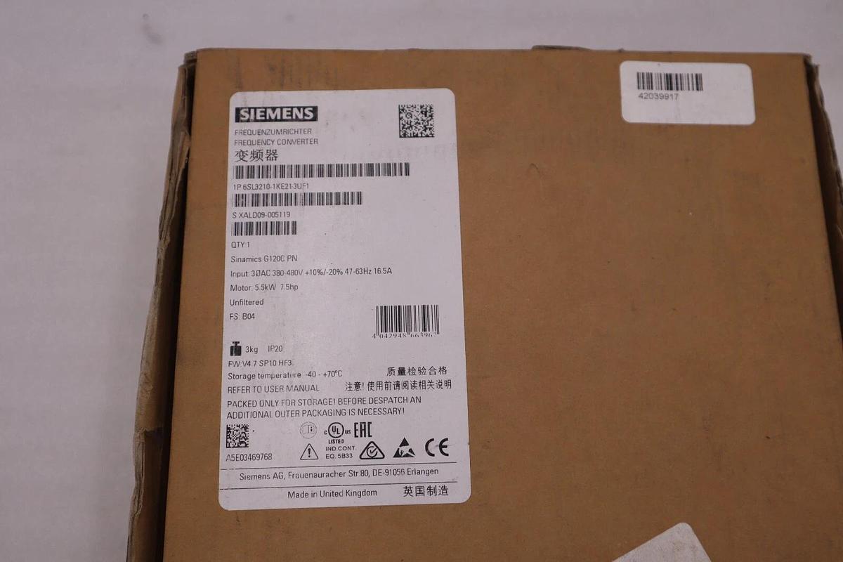 Used NEW IN BOX Siemens 6SL3210-1KE21-3UF1/ 6SL32101KE213UF1 DRIVE SINAMICS STOCK H11