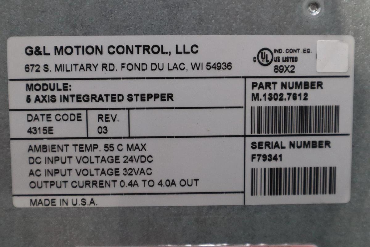 Used G & L MOTION CONTROL M.1302.7612 5-Axis Integrated Stepper 32Vac STOCK K-152-C