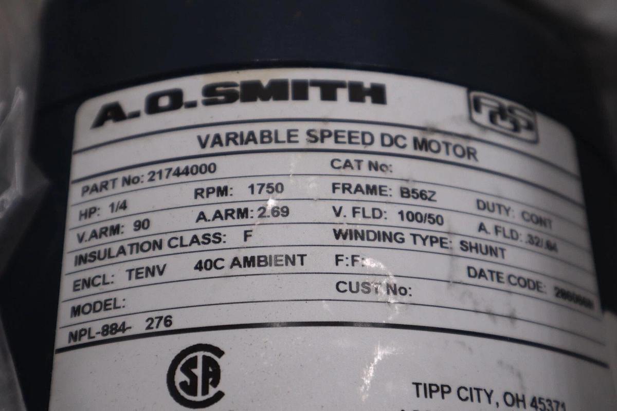 Used NEW A.O. Smith 21744000 Model NPL-884-276 Variable Speed Dc Motor STOCK H710