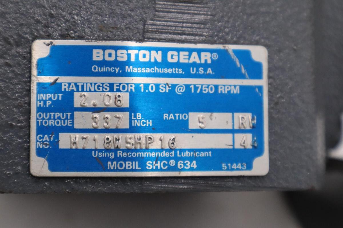 Used BOSTON GEAR H718-5-H-P16 Right Angle Hollow Shaft Worm Gear Speed Reducer #H981
