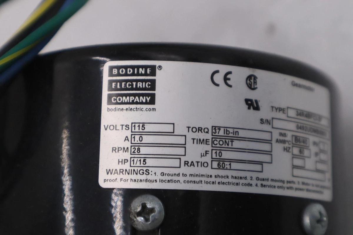 Bodine Electric 34R4BFCI-3F 1/15 HP Right Angle Gearmotor - STOCK 5735CC