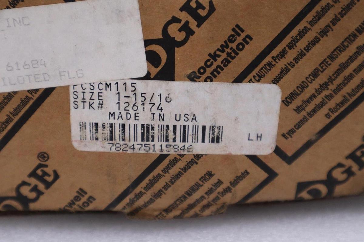 NEW IN BOX Dodge FCSCM115/ FC-SCM-115 Piloted Flange Unit 1-15/16" Bore #H476A