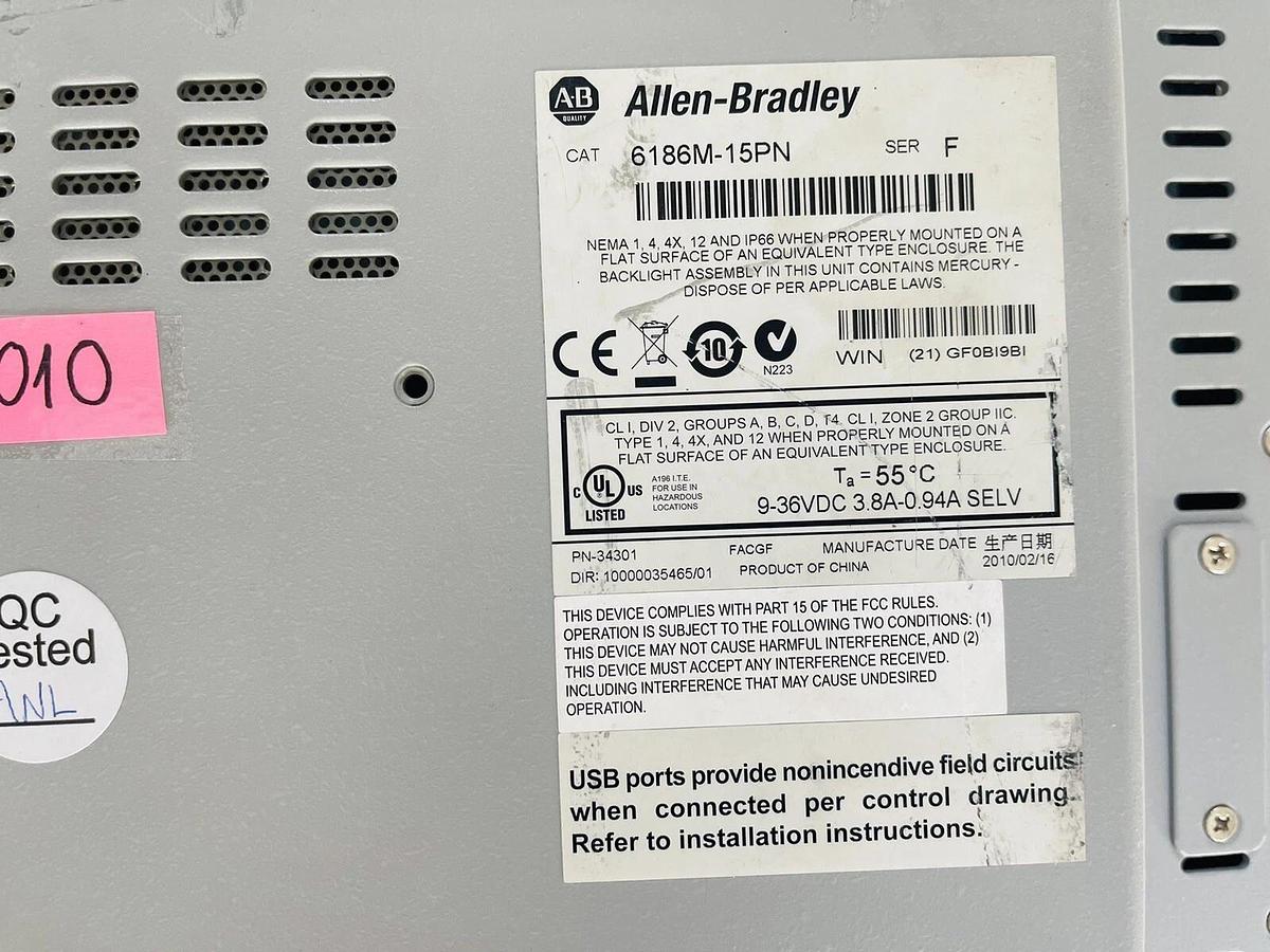 Used Allen Bradley 6186M-15PN Ser F Panelview 1500M STOCK #K-008/009/010 #K-743