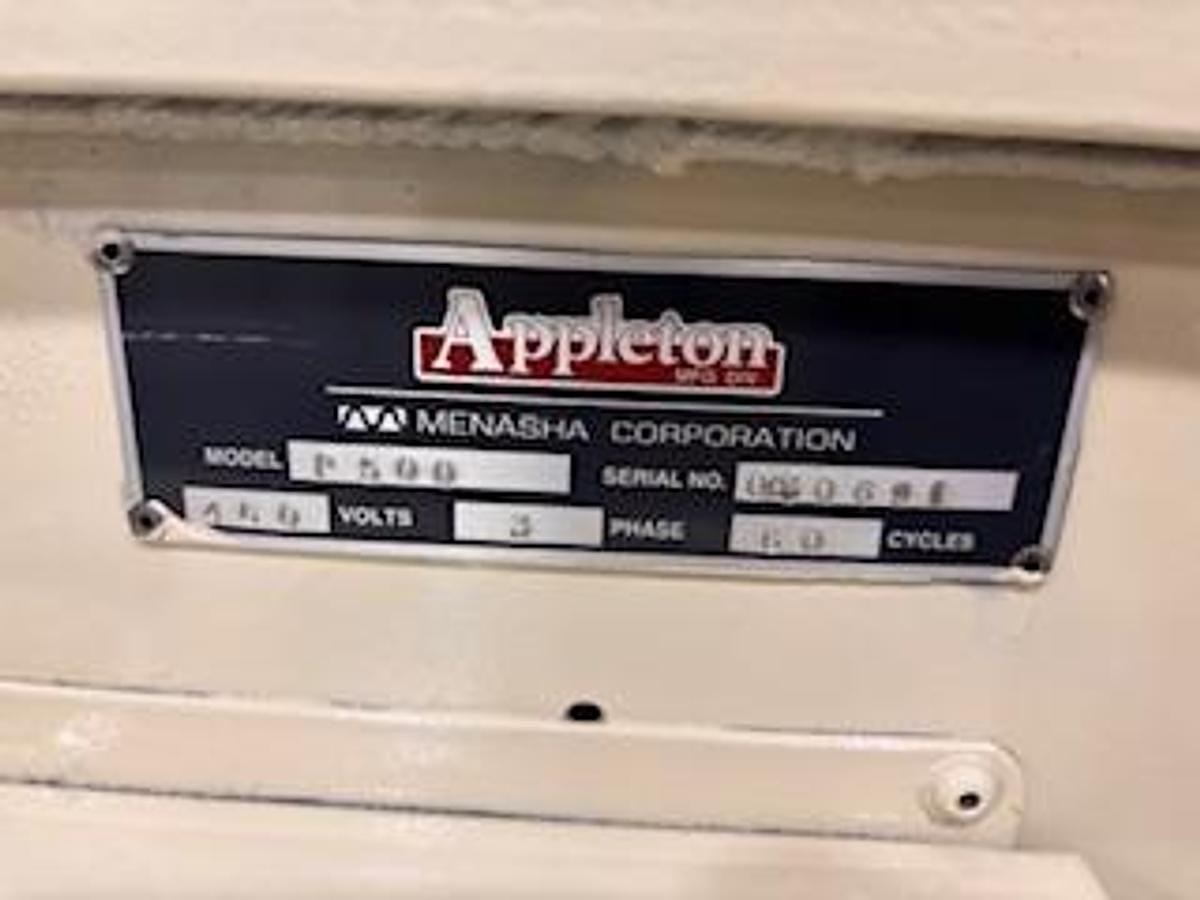 Used APPLETON / MENASHA P500 SEMI-AUTO CORE CUTTER 120" X 6" DIAMETER