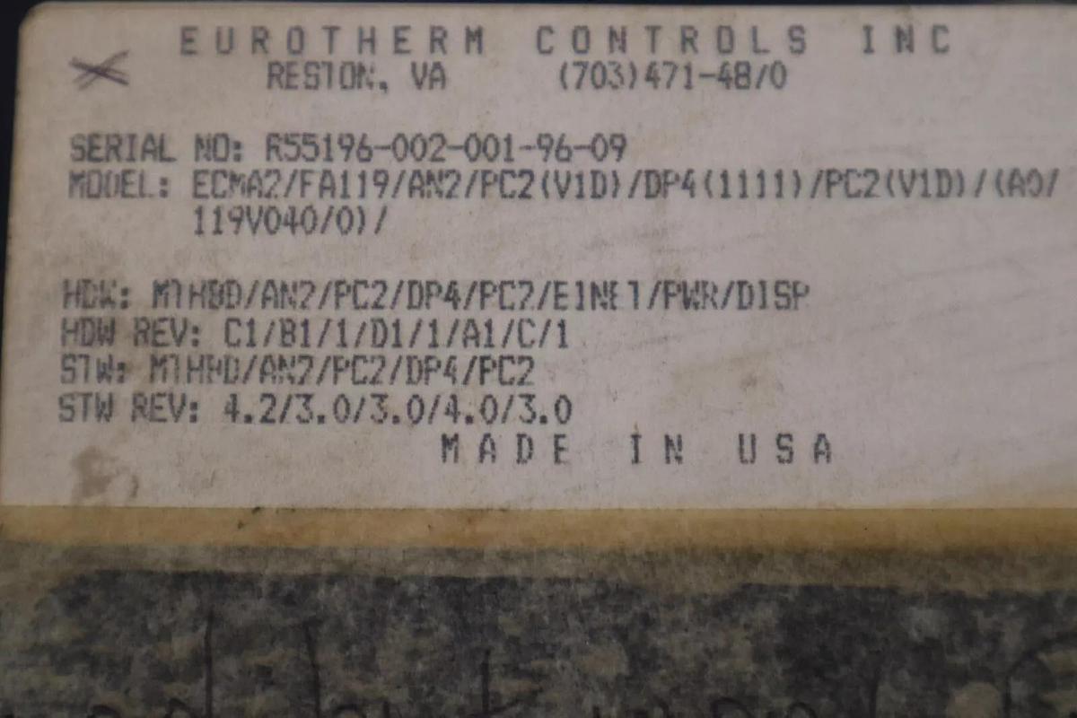 Used EUROTHERM ECMA2/FA119/AN2/PC2(V1D)/DP4(1111)/PC2(V1D)/(A0/119V040/0)/ STK 521-B