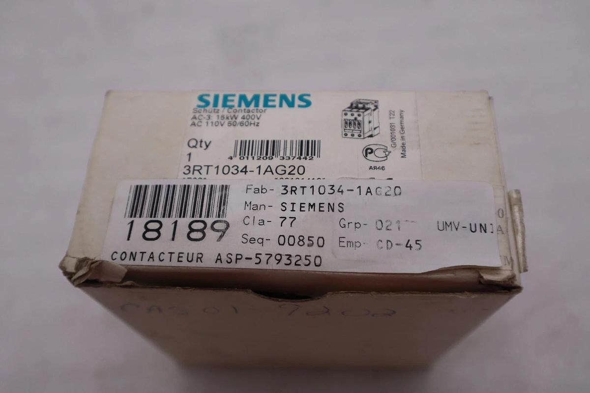 NEW OPEN BOX SIEMENS 3RT1034-1AG20 CONTACTOR STK GF518A