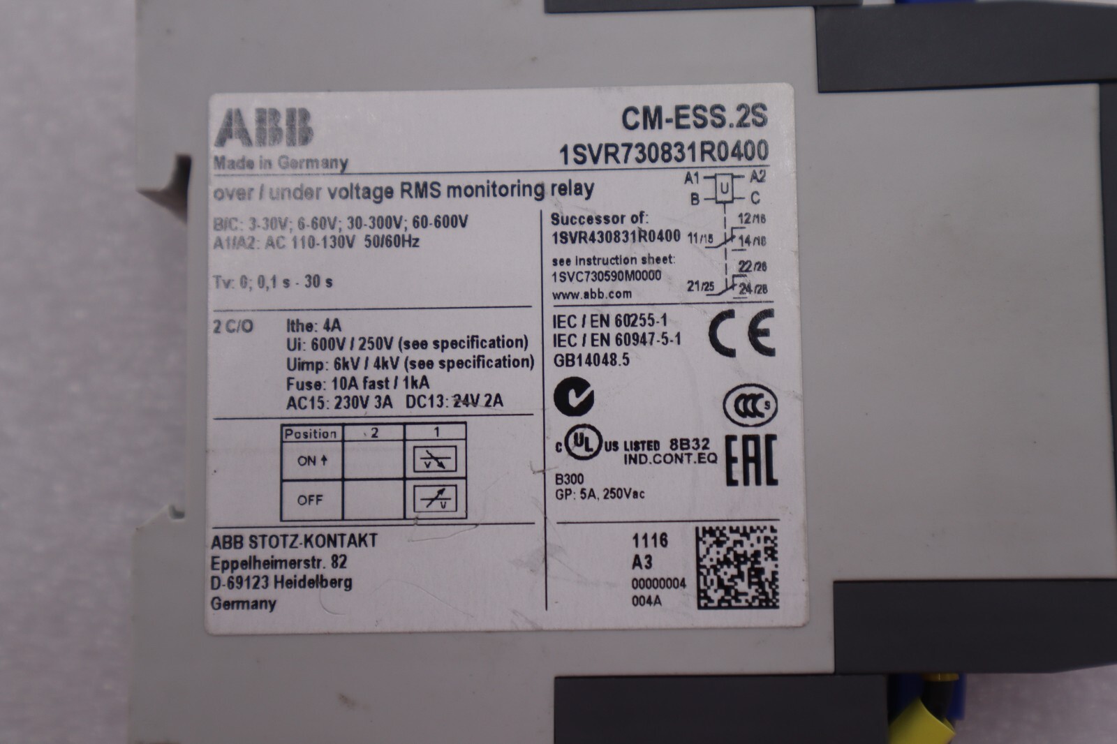 Used NEW ASEA BROWN BOVERI ABB CT-ARS.11S / CTARS11S STOCK K-1628