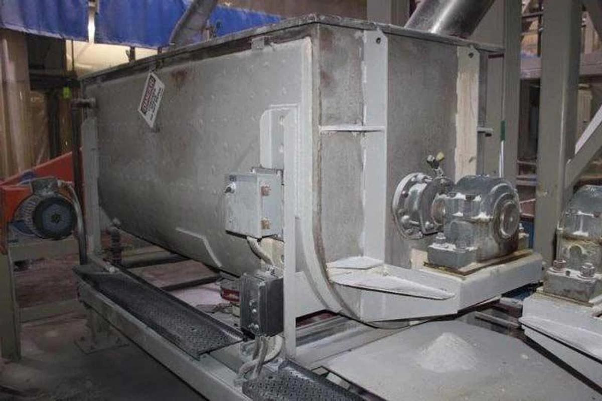 Used 87 CUBIC FOOT CAPACITY DAY MIXING DOUBLE RIBBON MIXER STAINLESS STEEL UNIT