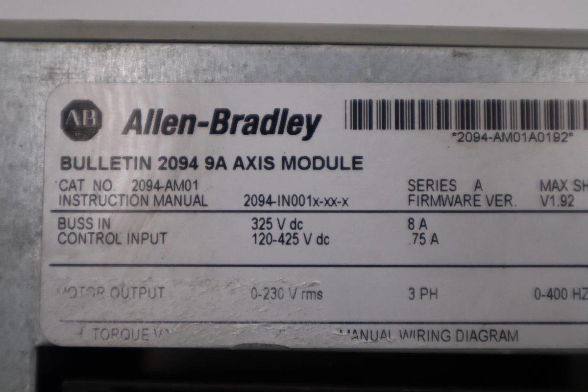 Used ALLEN BRADLEY 2094-AM01 SERVO DRIVE STOCK H1603