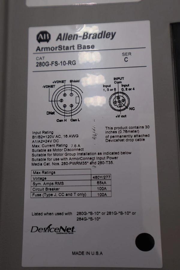 Used ALLEN BRADLEY 281G-F12S-10B-RRG-CBG /C  AMORSTART MODULE 280G-FS-10-RG STK 2910