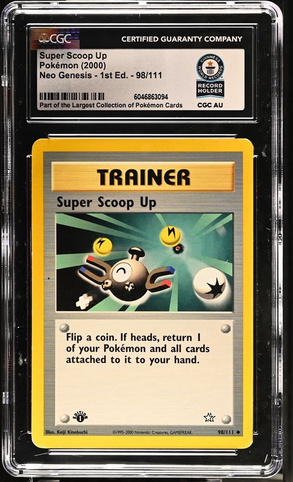 Used 2000 Pokemon Neo Genesis 1st Edition Super Scoop Up 98/111 CGC WORLD RECORD 1/1