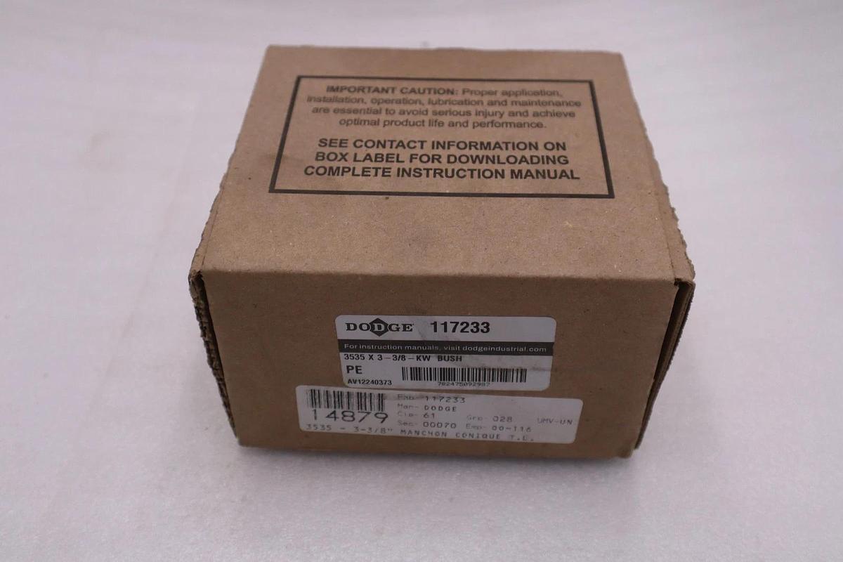 Used Dodge 117233 3535 X 3 -3/8-KW TAPER LOCK BUSH - NEW IN BOX - STOCK GF456A