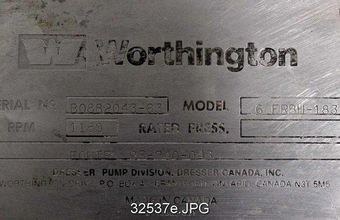 Used Worthington 6 FRBH-183  6"x10" Pump #32537