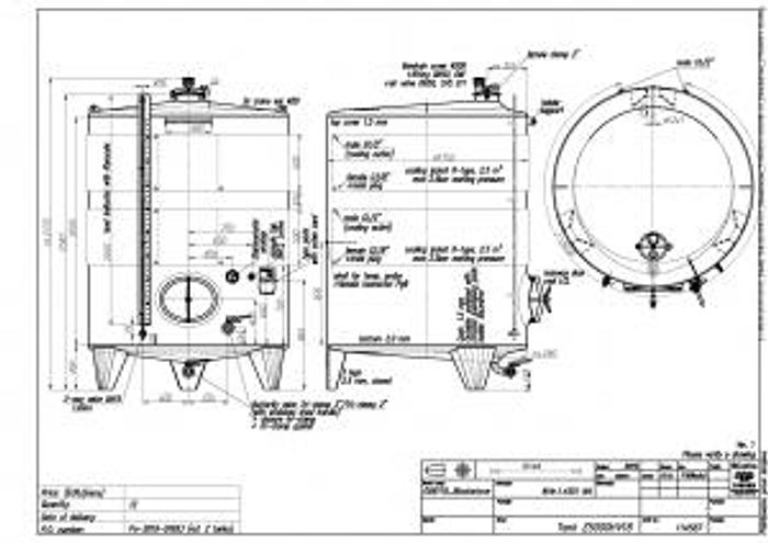 New Stock - Letina 1320 Gallon / 5000L Jacketed closed tank