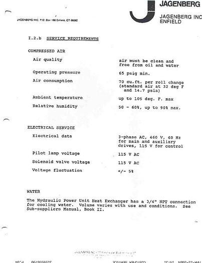 Used Jagenberg VARI-STEP 30 Two-Drum Winder, 2400 Mm Nominal Trim Width, 2000 Fpm, 100 Mm/3.94" Min. Slitting Width, (5) Jagenberg Shear Cut 200Mm Top Slitters, 3.94" Min Slitting Width, 24" Dia X 100.4" Face Back Drum, #20599