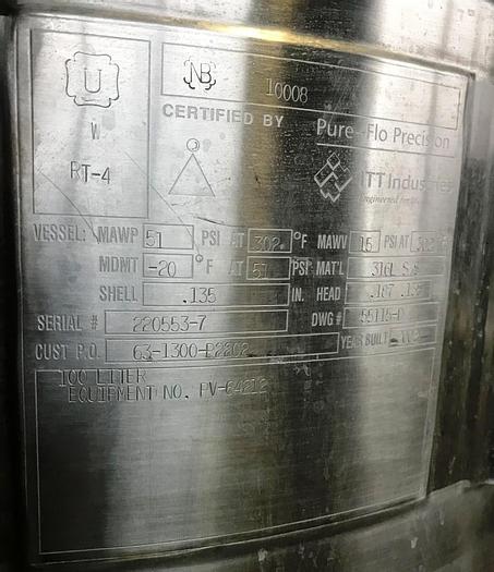 Used Process tank with 100 liter volume