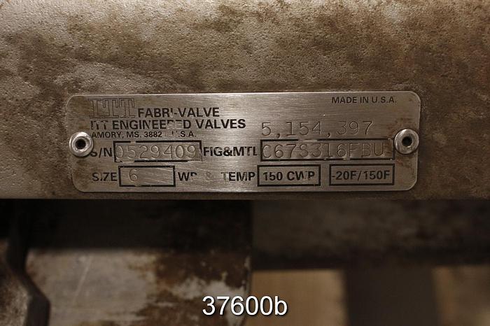 Used Fabri 6" Hand Operated Knife Gate Valve #37600