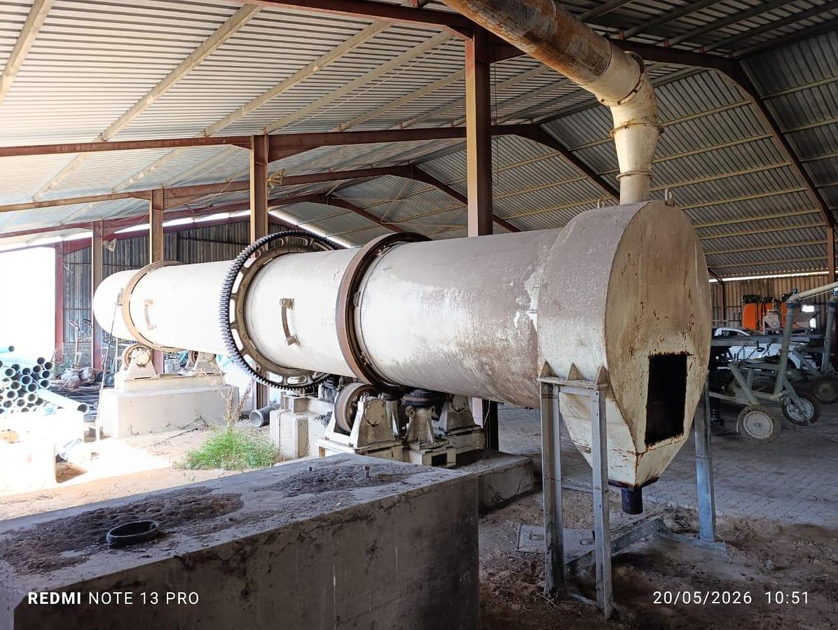 Used ROTATING DRUM COOLER WITH BAG FILTER CHUTE WITH FRAME & GALVANIZED DUCTING PIPES