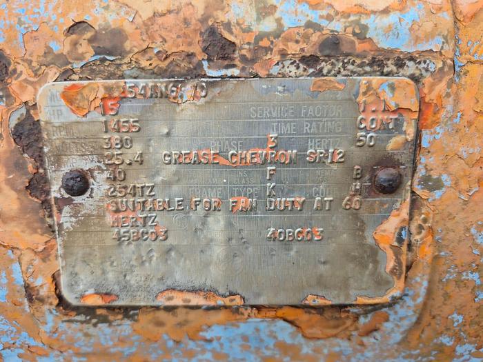 Used 15 HP 3-PHASE INDUSTRIAL FAN